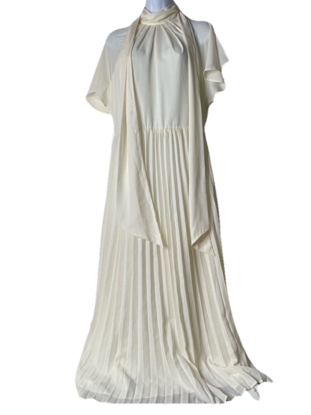 NWOT Karen Millen high neck tie pleated midi dress size 4 white - Picture 5 of 16